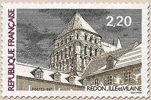Série touristique. Redon. Clocher de l'abbatiale  2f.20 noir, brun et violet Y2462