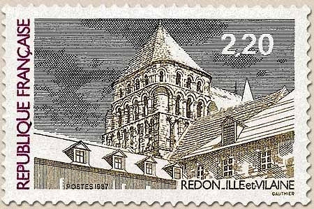Série touristique. Redon. Clocher de l'abbatiale  2f.20 noir, brun et violet Y2462