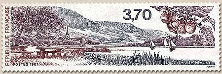 Série touristique. Les Côtes de Meuse  3f.70 brun-rouge, violet et bleu-gris Y2466