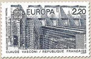 Europa. Architecture moderne. 57 métal, Boulogne-Billancourt. 2f.20 bleu et vert Y2471
