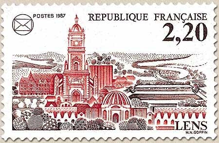 60e Congrès national de la Fédération des Sociétés philatéliques françaises, à Lens. 2f.20 rouge et brun Y2476