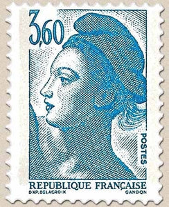 Type Liberté de Delacroix. 3f.60 bleu Y2485
