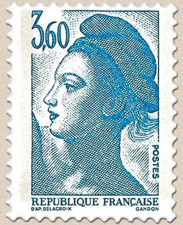 Type Liberté de Delacroix. 3f.60 bleu Y2485