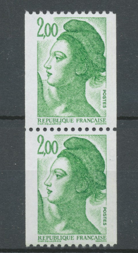 Type Liberté Paire verticale N°2487 + N°2487a N° rouge au verso Y2487aA