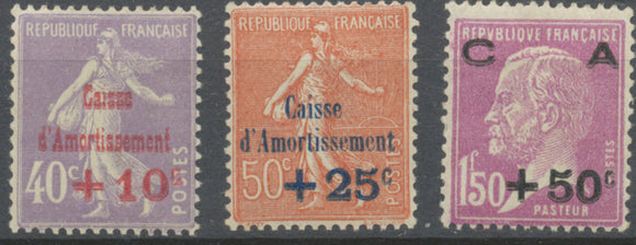 Série Au profit de la Caisse d'Amortissement. 3 valeurs Neuf luxe ** Y251S