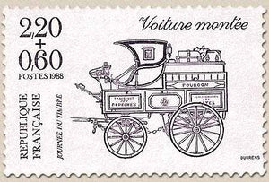 Journée du Timbre. Voiture montée  2f.20 + 60c. Violet sur mauve clair Y2525