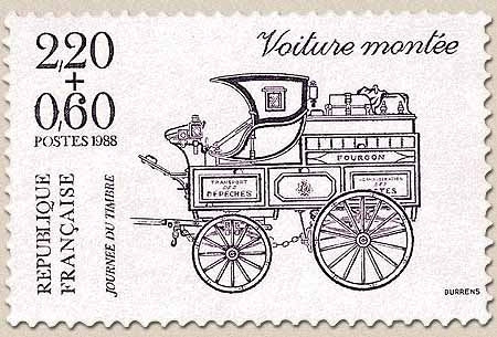 Journée du Timbre. Voiture montée  2f.20 + 60c. Violet sur mauve clair Y2525