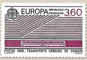Europa. Transports et communication. Transports urbains de demain 3f.60 violet et noir Y2532