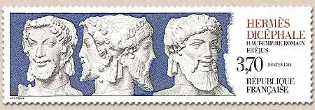 Série touristique. Hermès dicéphale (Haut Empire romain) Fréjus  3f.70 gris, bleu et rouge Y2548