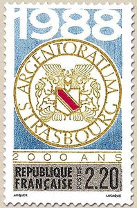 Bimillénaire de Strasbourg. Armoiries  2f.20 bleu, or, rouge, gris et noir Y2552