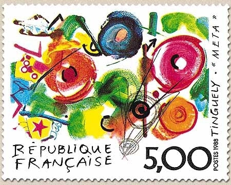 Série artistique. Émission conjointe franco-suisse. Oeuvre de Tinguely. Meta  5f. Multicolore Y2557