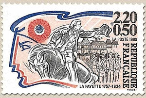 Personnages célèbres de la Révolution. La Fayette (1757-1834)  2f.20 + 50c. Rouge, bleu, noir et rose Y2567