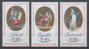 Série Bicentenaire de la Révolution et de la Déclaration des Droits de l'Homme et du Citoyen. 3 valeurs Y2575S
