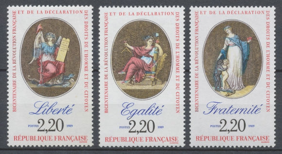 Série Bicentenaire de la Révolution et de la Déclaration des Droits de l'Homme et du Citoyen. 3 valeurs Y2575S