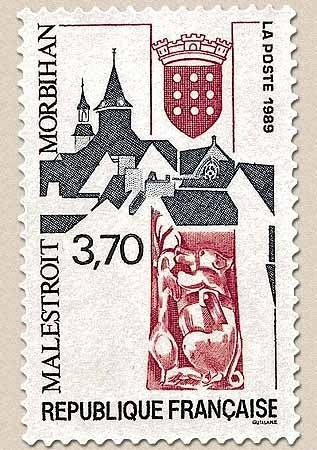 Série touristique. Malestroit  3f.70 rouge et noir Y2588