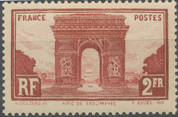 Monuments et sites. Arc de Triomphe de l'Etoile. 2f. Brun-rouge Neuf luxe ** Y258