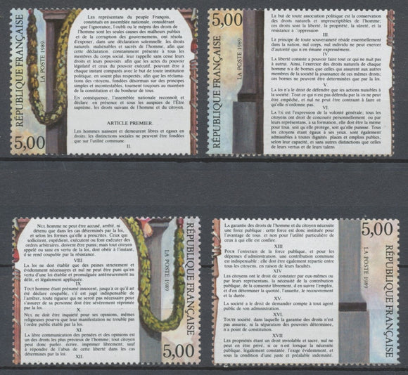 Série Bicentenaire de la Révolution et de la Déclaration des Droits de l'Homme et du Citoyen. 4 valeurs Y2599S