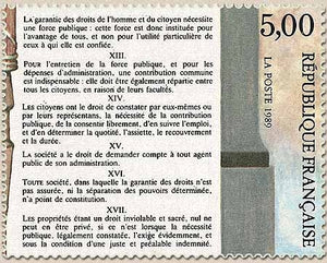 Bicentenaire de la Révolution et de la Déclaration des Droits de l'Homme et du Citoyen. 5f. Articles XII à XVII Y2599