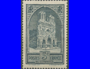 Monuments et sites. Cathédrale de Reims. 3f. Ardoise (I) Neuf luxe ** Y259