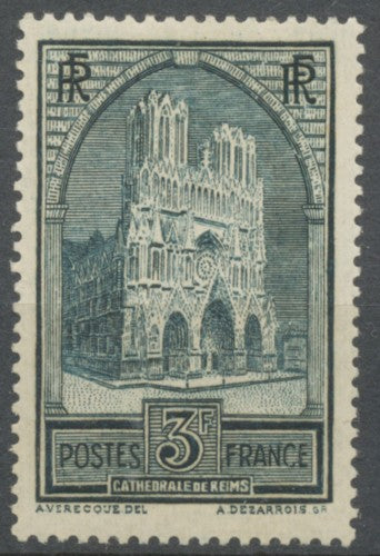 Monuments et sites. Cathédrale de Reims. 3f. Ardoise (IV) Neuf luxe ** Y259c
