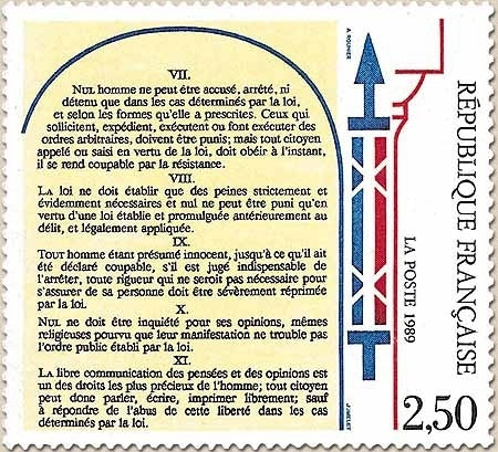 Bicentenaire de la Déclaration des Droits de l'Homme et du Citoyen. 2f.50 articles VII à XI Y2604