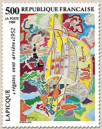 Série artistique. Régates vent arrière, de Lapicque. 5f. Multicolore Y2606
