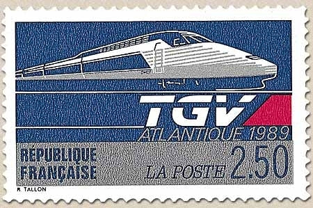 Le TGV atlantique. 2f.50 bleu, argent et rouge Y2607