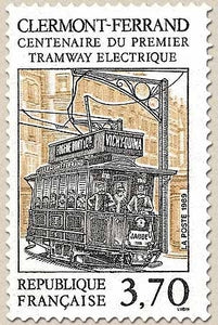Centenaire du 1er tramway électrique, à Clermont-Ferrand. 3f.70 marron clair et noir Y2608