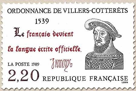450e anniversaire de l'Ordonnance de Villers-Cotterêts sur le traitement des archives. 2f.20 noir et rouge Y2609