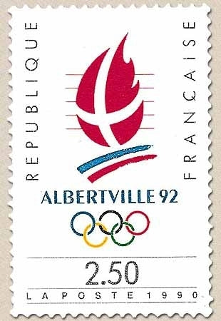 Albertville'92. Jeux olympiques d'hiver 1992, à Albertville. Logo des jeux  2f.50 multicolore Y2632