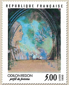 Série artistique. Profil de femme, d'Odilon Redon. 5f. Multicolore Y2635
