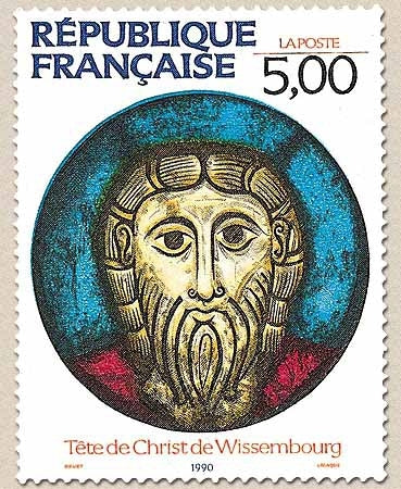 Série artistique. Tête de Christ de Wissembourg  5f. Jaune, bleu et rouge Y2637