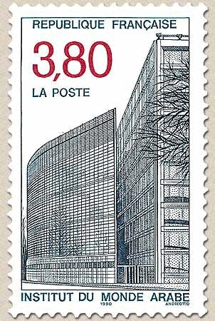 L'Institut du Monde arabe. Institut et Tour des Livres 3f.80 bleu et rouge Y2645