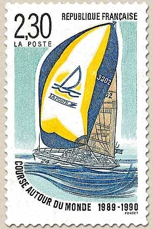 Course autour du monde 1989-1990. La Poste en course. 2f.30 vert, bleu et jaune Y2648