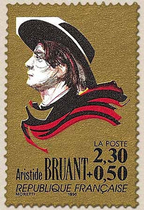 Personnages célèbres. Grands noms de la chanson française. Aristide Bruant   2f.30 + 50c. Noir et rouge sur or Y2649