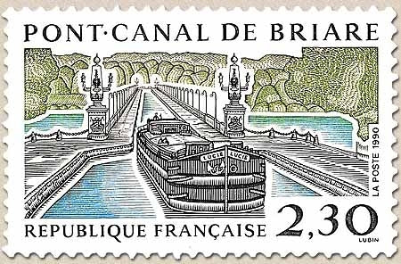 Série touristique. Pont-canal de Briare  2f.30 bleu, noir et vert Y2658