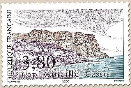 Série touristique. Cap Canaille à Cassis  3f.80 bleu, violet et rouge-brique Y2660