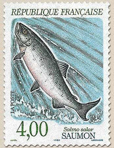 Série Nature de France. Poissons d'eau douce. Saumon  4f. Multicolore Y2665
