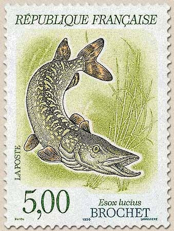 Série Nature de France. Poissons d'eau douce. Brochet  5f. Multicolore Y2666