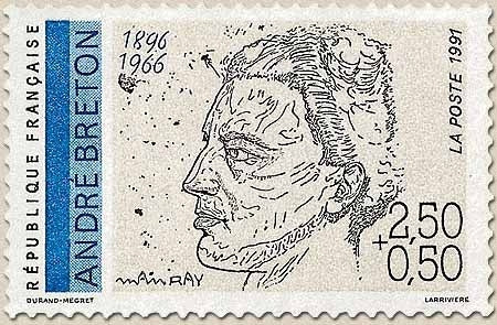 Personnages célèbres. Poètes français du 20e siècle. André Breton (1896-1966)  2f.50 + 50c. Y2682