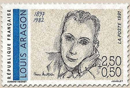 Personnages célèbres. Poètes français du 20e siècle. Louis Aragon (1897-1982)  2f.50 + 50c. Y2683