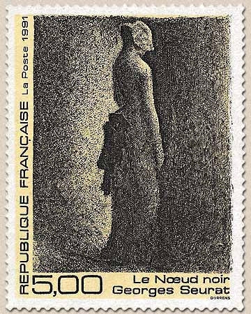 Série artistique Le Nœud noir, de Georges Seurat.  5f. Jaune clair et gris foncé Y2693