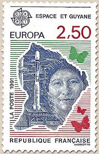 Europa. L'Europe et l'espace. Espace et Guyane  2f.50 bleu, rouge et vert Y2696