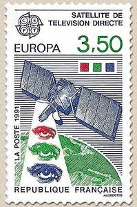 Europa. L'Europe et l'espace. Satellite de télévision directe  3f.50 bleu, vert et rouge Y2697