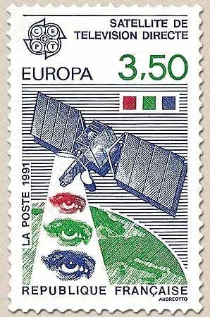 Europa. L'Europe et l'espace. Satellite de télévision directe  3f.50 bleu, vert et rouge Y2697