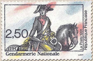 Bicentenaire de la Révolution française Bicentenaire de la Gendarmerie Nationale. 2f.50 multicolore Y2702