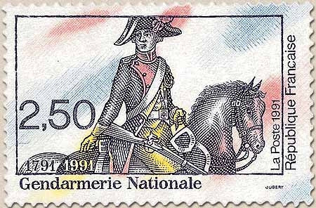 Bicentenaire de la Révolution française Bicentenaire de la Gendarmerie Nationale. 2f.50 multicolore Y2702