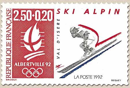 Albertville'92. Jeux olympiques d'hiver. Disciplines sportives. Ski alpin (Val d'Isère)  2f.50 + 20c. Y2710