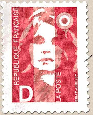 Type Marianne du Bicentenaire avec lettre D. D=(2f.50 rouge) Y2712