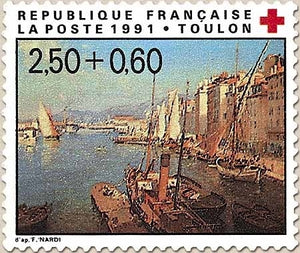 Au profit de la Croix-Rouge. Toulon, d'après l'oeuvre de François Nardi. Vue du port  2f.50 + 60c. Multicolore Y2733